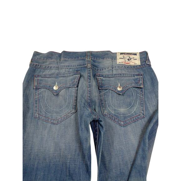 True Religion World Tour Straight Leg Jeans Embroidered Pockets 40x30 - Picture 10 of 14